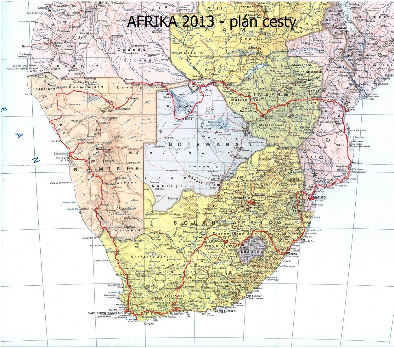 Hartl Afrika 2013 - plán cesty verze 04062013
