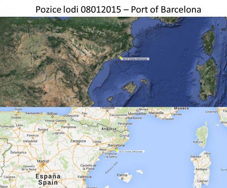Pozice lodi 08012015 - Barcelona