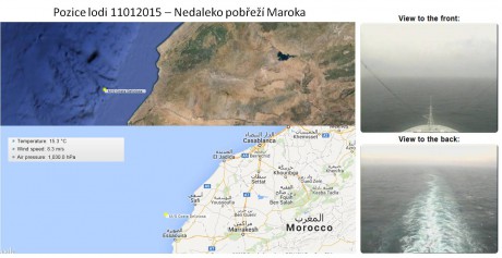 Pozice lodi 11012015 - Nedaleko pobřeží Maroka